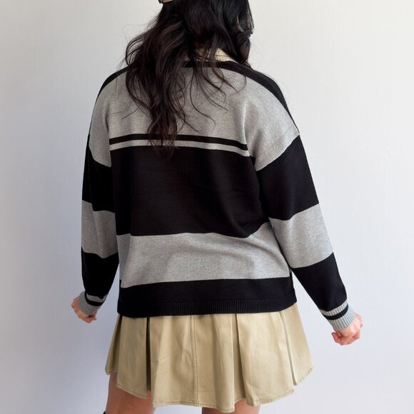 Women’s Striped Rugby Sweater – Collared Knit Polo - Picture 2 of 8